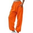 thumbnail image 2 of HLKJKLS Sweatpants Women Petite Length Athletic Joggers Drawstring Waist Pockets Casual Workout Polyester Sweatpants Orange S-3Xl, 2 of 5