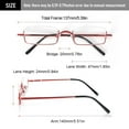 thumbnail image 2 of REAVEE 2 Pack Half Reading Glasses Square Semi Rimless Readers Metal Frame for Men and Women Red+Pink, 2 of 4
