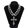 thumbnail image 4 of NICKSUN Vintage Filigree Cross Pendant Pearl Beaded Choker Necklace, Gothic Multi-Layer Imitation Pearl Chain Necklace, 4 of 7