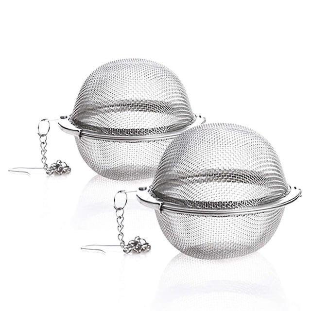 Stainless Steel Tea Strainer Infuser Balls - 2 Pack, Fine Mesh Tea Filter with Hook & Chain for Loose Leaf Tea Brewing