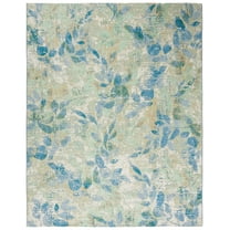 SAFAVIEH Barbados Gresham Botanical Indoor/Outdoor Area Rug, Blue/Ivory, 9'10" x 12'5"
