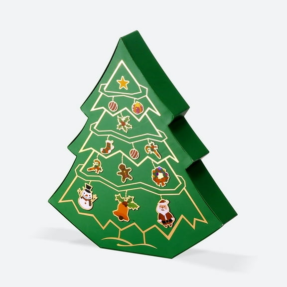 Geoto Christmas Tree Shaped Christmas Eve Gift Box, Stackable Xmas Present Box, Green/Ivory Gift Boxes with Lid(Green)