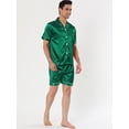 thumbnail image 2 of Ropa de dormir para hombres Top y pantalones de manga corta Ropa de dormir de verano Conjuntos de pijama de satén Verde S, 2 of 4