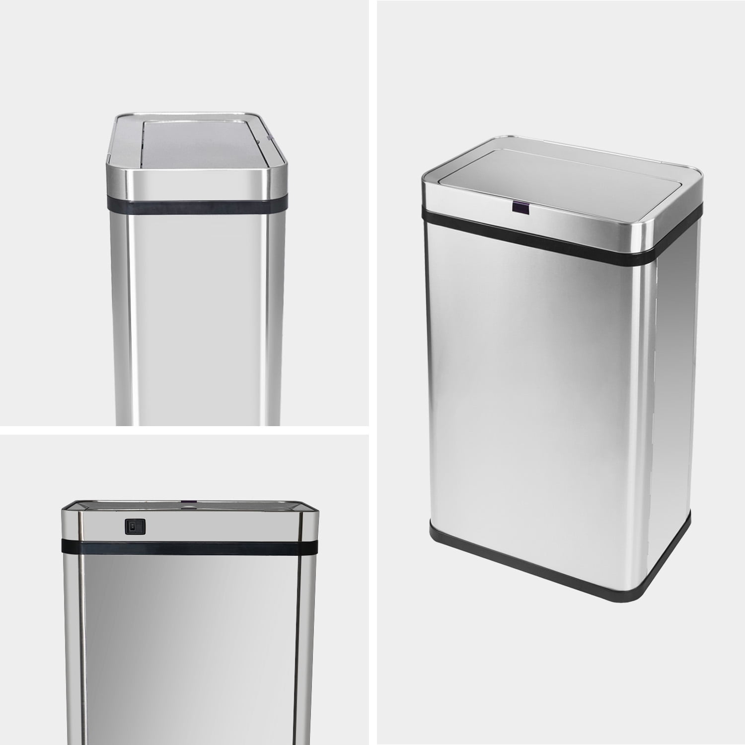 Innovaze 16 Gallon Stainless Steel Motion Sensor Trash Can with Removable and Portable Design, Silver