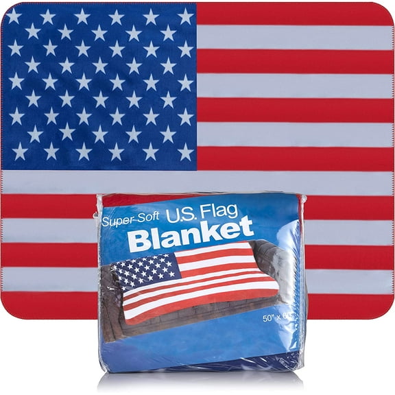 American Flag Throw Blanket - Plush Polyester Fleece United States Blanket, American Flag Home Decor for Veterans - 50"x60"