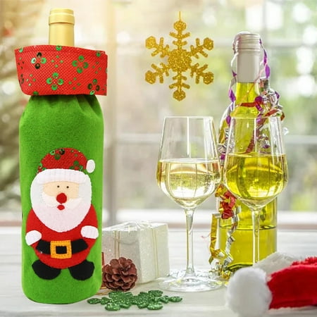 

Glitter Embroidered Christmas Bottle Bag Santa Snowman And Reindeer Design For Gifting And Table Decoration In Hotels And Restaurants Cooking Ornament