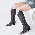 thumbnail image 3 of Rhinestone Cowbooy Boots for Women Sparkly Western Cowgirl Boot Wide Calf Pointed Toe Pull on Knee High Boots Western Booties, 3 of 5
