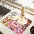 thumbnail image 2 of Yayeee Dish Drying Mat for Kitchen Counter 18" x 24" Microfiber Super Absorbent Coffee Decorative Pad, Cute Doughnuts Pattern, 2 of 9