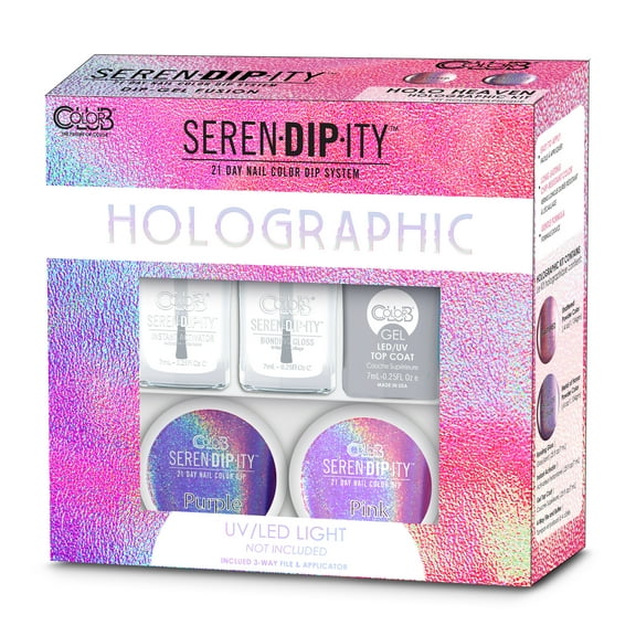 Color Club's 21-Day at Home Dip-Gel Fusion Starter Kit, Hologrpahic Dip-Gel Fusion, Holo Heaven, Multi