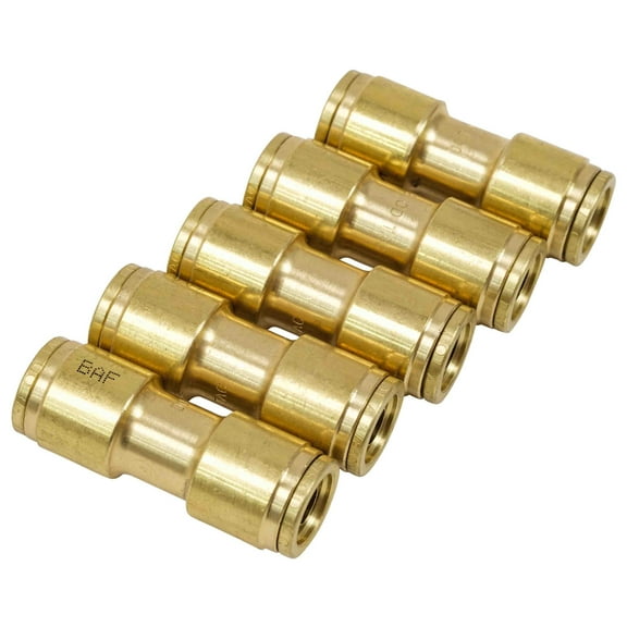 Mytee Products Brass Push to Connect Air Brake Tube Fitting, 3/8" OD, 5 Count