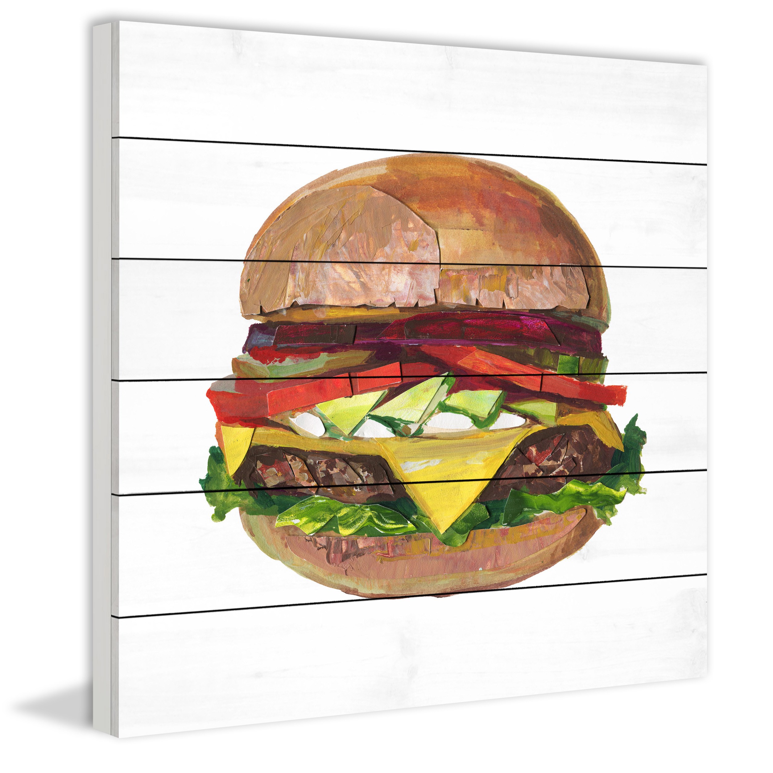 "Ultimate Burger" Painting Print on White Wood