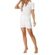 thumbnail image 2 of Conjunto de pijamas para mujeres INSPIRE CHIC, camiseta de manga corta con botones y pantalones cortos, ropa casual de descanso XS blanca, 2 of 6