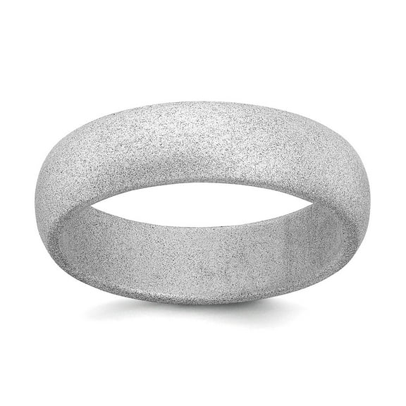 Silicone Silver Metallic 5.7mm Domed Band Size 9 Ring for Women and Men - .8 Grams