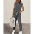 thumbnail image 3 of Womens Short Sleeve Two Piece Outfits Loungewear Sweatsuit Sets Outfits Athletic Tracksuits, 3 of 7