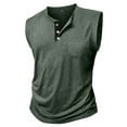 thumbnail image 5 of BXINGOHAI Men's Workout Tank Tops Sleeveless Muscle Gym Henley Shirt Casual Basic Summer Beach Tops Today Green,XL, 5 of 6