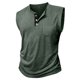 thumbnail image 4 of pstuiky Camiseta sin mangas para hombre, Camiseta sin mangas con cuello redondo, sin mangas, con bolsillos y botones, versátil, de color liso, a la moda para hombre Camisas de hombre m, 4 of 5