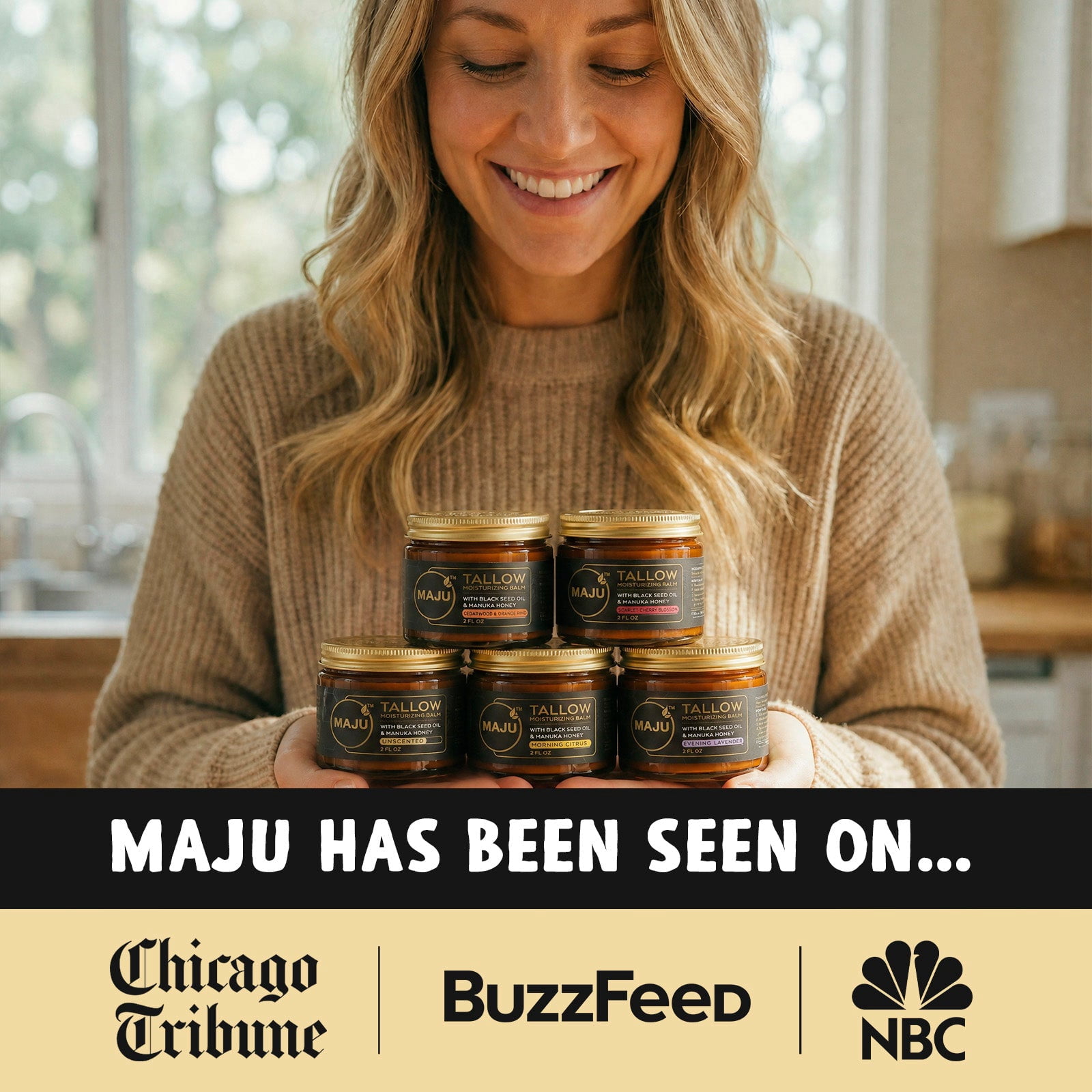 MAJU's Black Seed Manuka Tallow, 2 Fl Oz, Unscented, Grass Fed Beef Tallow Balm, Deeply Hydrating for All Day Skin Nourishment