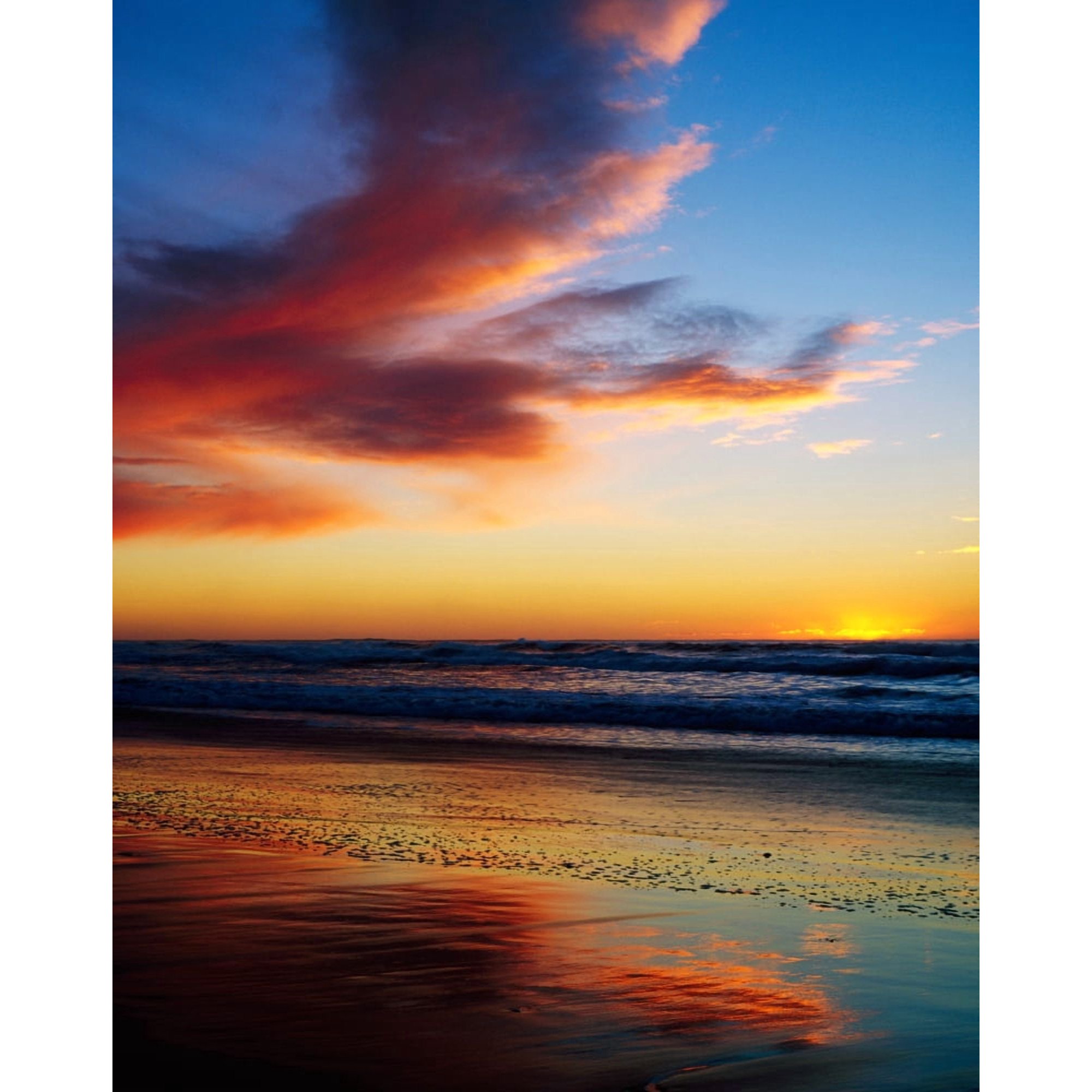 Sunset And Clouds Over Pacific Ocean Canvas Art - Panoramic Images (9 x 27)