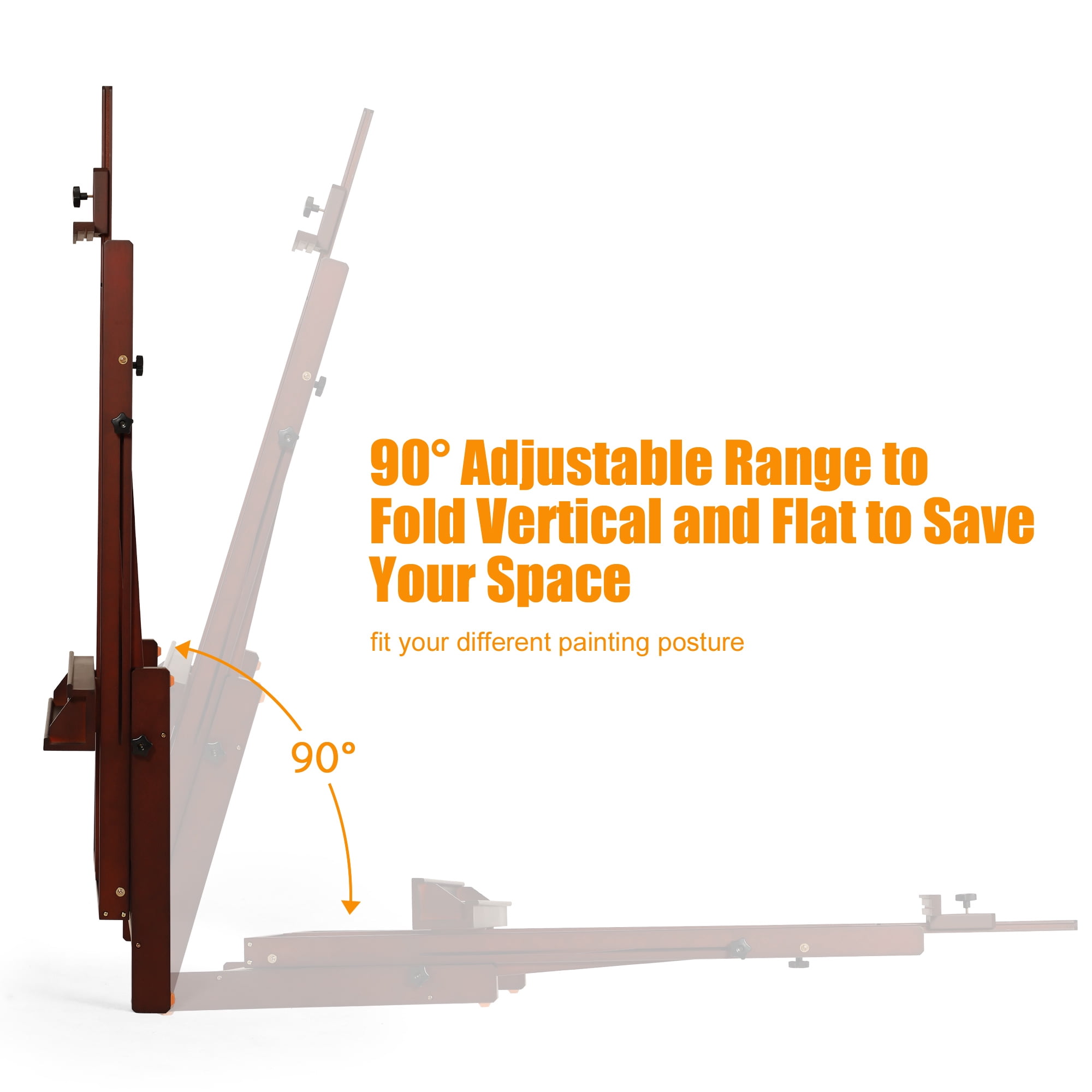 VISWIN Large H-Frame Easel 53"-91 "H, Hold Canvas up to 78"-Walnut