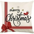 thumbnail image 4 of Christmas Decorative Pillow Covers Set of 4 Farmhouse Throw Pillow Cover Winter Holiday Linen Pillows Cushion Case for Sofa Couch, 18x18 inch, 4 of 5