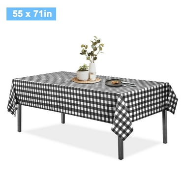 EEEkit 55 x 71" Tablecloth, Waterproof Polyester Fabric Table Cover for Dining Room Decor, Rectangle, Black & White Plaid