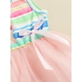 thumbnail image 6 of Kiapeise Toddler Kids Girl Easter Dress Sleeveless Rabbit Print Mesh Tulle Tutu Dress One Piece Striped Bow Bunny Dress, 6 of 9