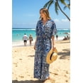thumbnail image 4 of HAPPY BAY Women's Summer Loungewear Loose Slit Dress Caftan Long Boho Night Shirts 2X-3X Aegean, Floral, 4 of 5