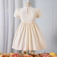 thumbnail image 6 of Kogui Dress for Baby Toddler Outfit Girl Baby Fly Sleeve Mesh Layered Princess Dress Little Girls Summer Tulle Dresses 5T (Beige,5 Years), 6 of 7