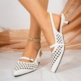 thumbnail image 6 of Kitten Heels for Women Pointed Toe Pumps Low Heel Slingback Heels with Buckle Dress Shoes for Dating Party Working White 38, 6 of 6