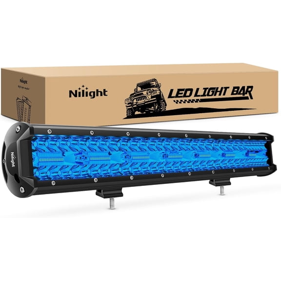 Nilight 20 Inch LED Light Bar Blue Triple Row 420W Spot & Flood Combo 42000LM Driving Boat Off Road Lights Fishing Hunting Emergency Safety Lights for UTV Pick-up Van Tractor