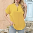 thumbnail image 3 of UQJfacai Womens Summer Henley Shirts Plus Size Textured Button V Neck Short Sleeve Tunic Tops Dressy Casual Blouses XL-5XL, 3 of 6
