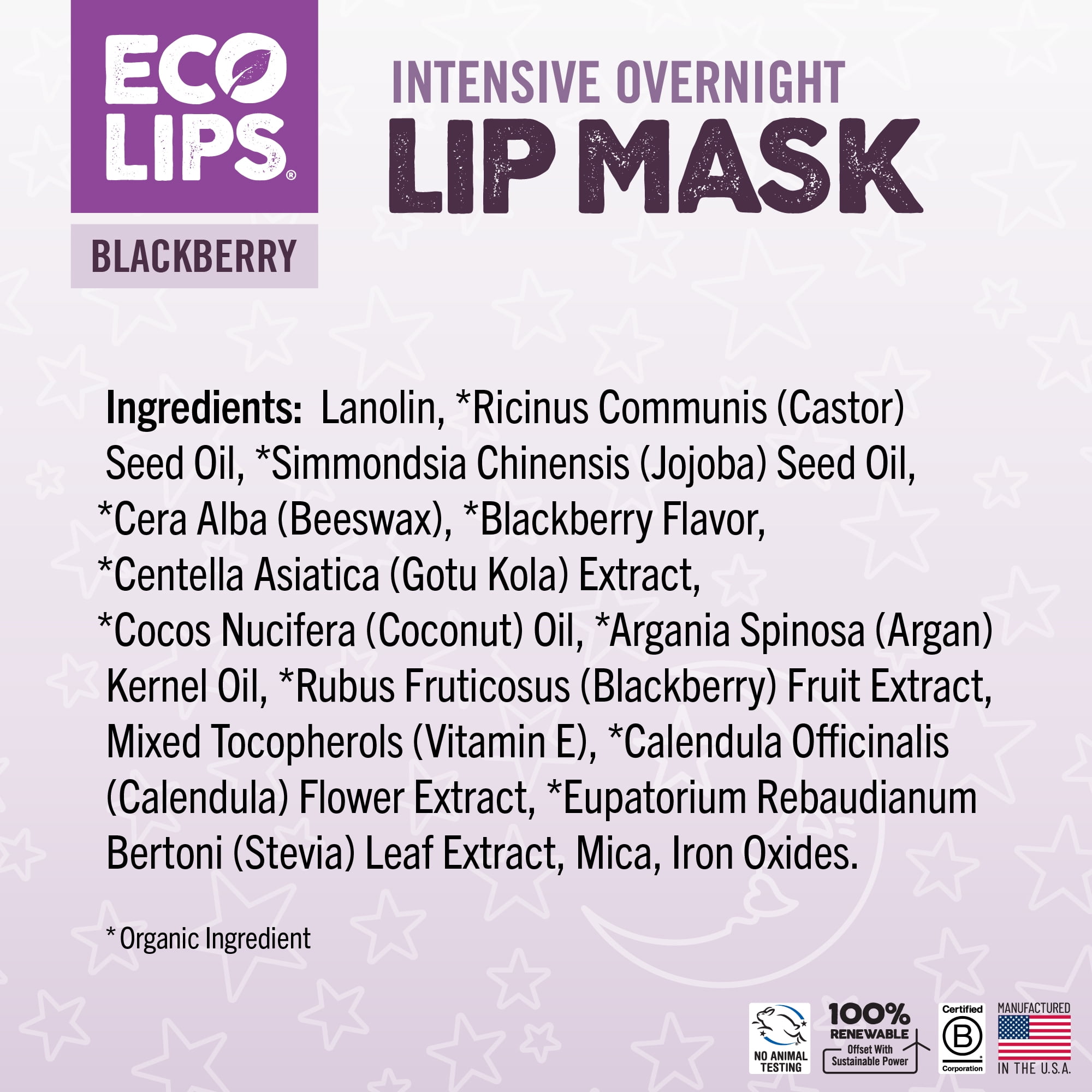 Eco Lips Intensive Overnight Lip Mask with Gotu Kola Extract, 2 Pack (0.39 oz.)