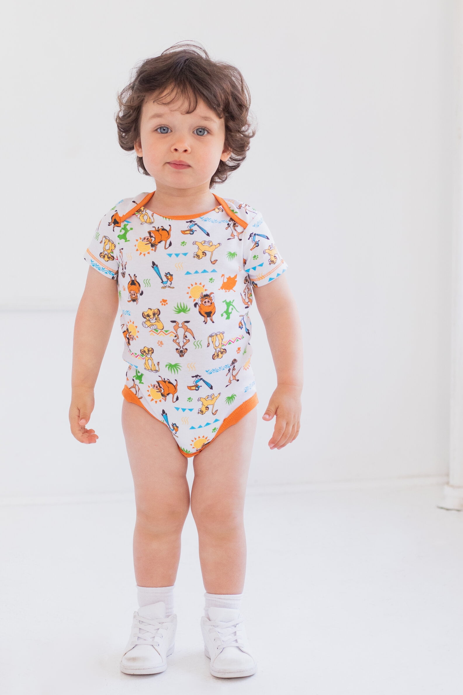 Disney Lion King Baby Boy or Girl 5-Pack One Piece Bodysuits Tan Yellow Red Multi