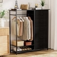 thumbnail image 2 of Armario para construir con cajones de tela, mueble para guardar ropa con barra para colgar y estante inferior, armario, compacto, apto para dormitorio, 118x40x119 cm, negro,Blanco, 2 of 2