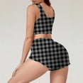 thumbnail image 5 of YUGYXL Women Plaid Pajama Set Cami Top and Shorts Sleepwear 2 Piece Loungewear Cute Nightwear Soft Lounge Set Summer Pjs Dark Gray XL, 5 of 6