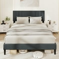 thumbnail image 4 of Gymax Queen Size Bed Frame w/ Vertical Channel Tufted Headboard & Wooden Slats, 4 of 10