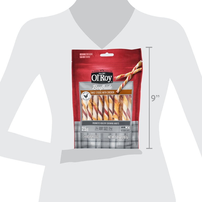 Ol' Roy Beef Hide Twist Sticks with Chicken Flavor, 25 Count photo 6