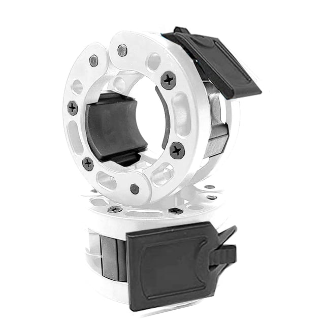 Clout Fitness - Abrazaderas para barra olímpica, collares de liberación rápida, par de clips de peso con bloqueo, aptos para barra de 2 pulgadas para levantamiento de pesas (blanco/negro)