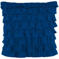Amay 2-PC Ultra Soft Multi Ruffle Pillow sham 800 Thread Count Organic Cotton Royal Blue Solid, Big Euro 28"x28"