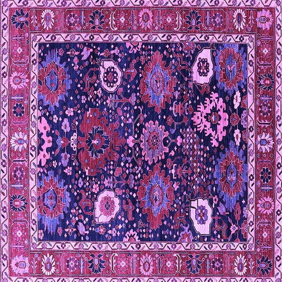 Ahgly Company Indoor Square Oriental Purple Industrial Area Rugs, 7' Square