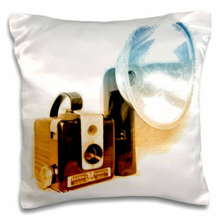 3dRose Picture of a Vintage 1950s camera with bulb flash, Pillow Case, 16 by 16-inch