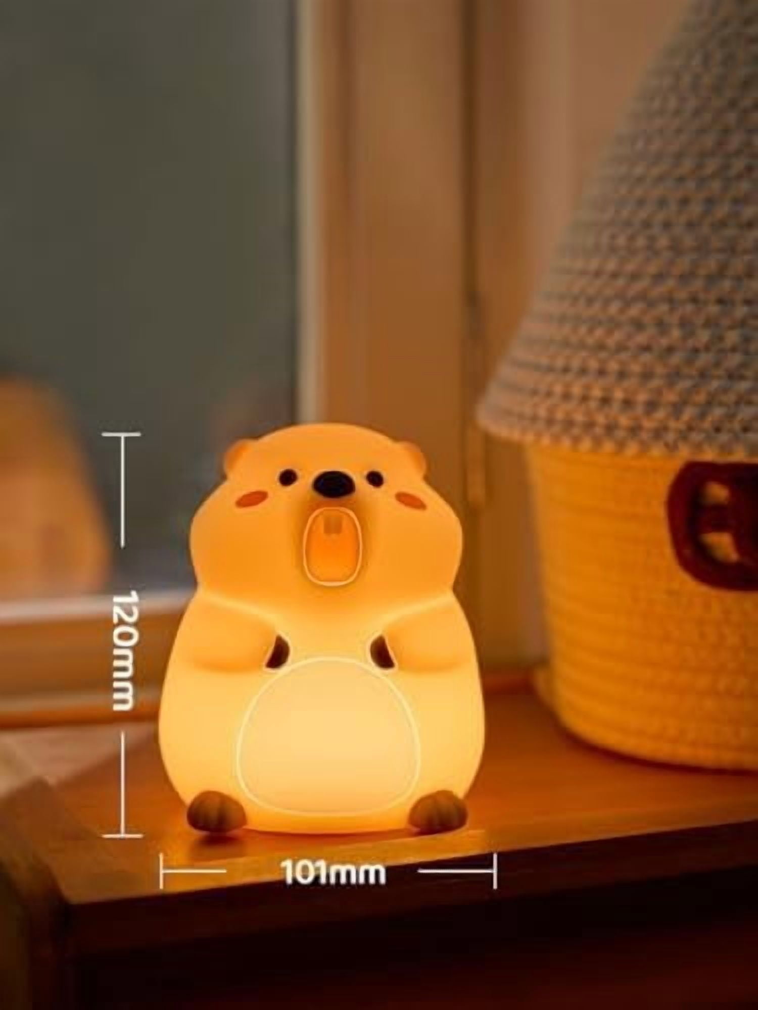 Cute Groundhog Night Light, Squishy Groundhog Novelty Animal Lamp, 3 Level Dimmable Nursery Nightlight with Timer, Food Grade Silicone Touch Night Light Fun Gifts for Kids Boys Girls Baby