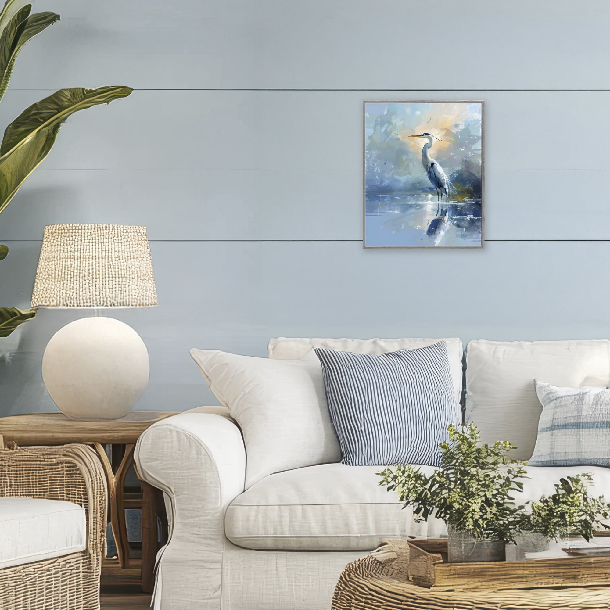 Stupell Industries Tranquil Heron with Dawn Glow Gray Framed Giclee Art, design by Creative Studio