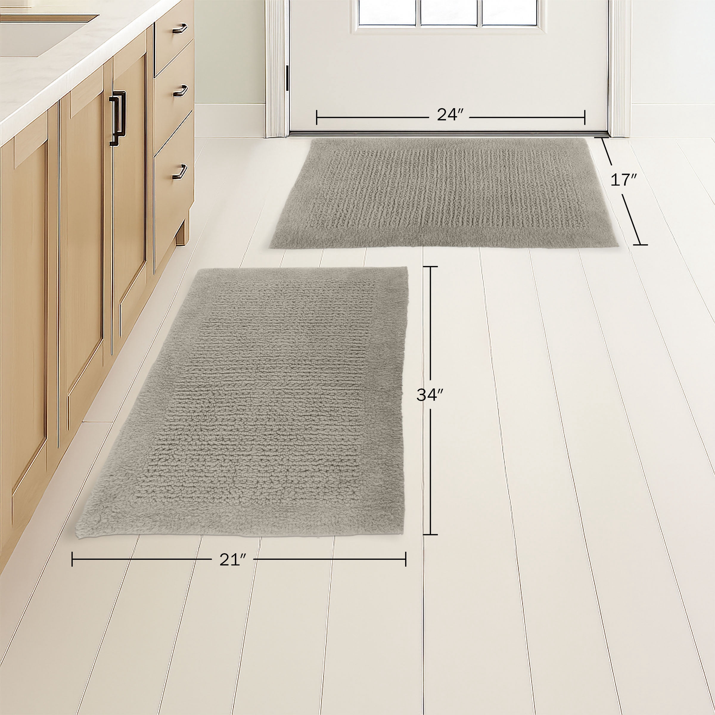 Lavish Home Bathroom Rugs - 2-Piece 2500GSM Cotton Bath Mat Set (Taupe)