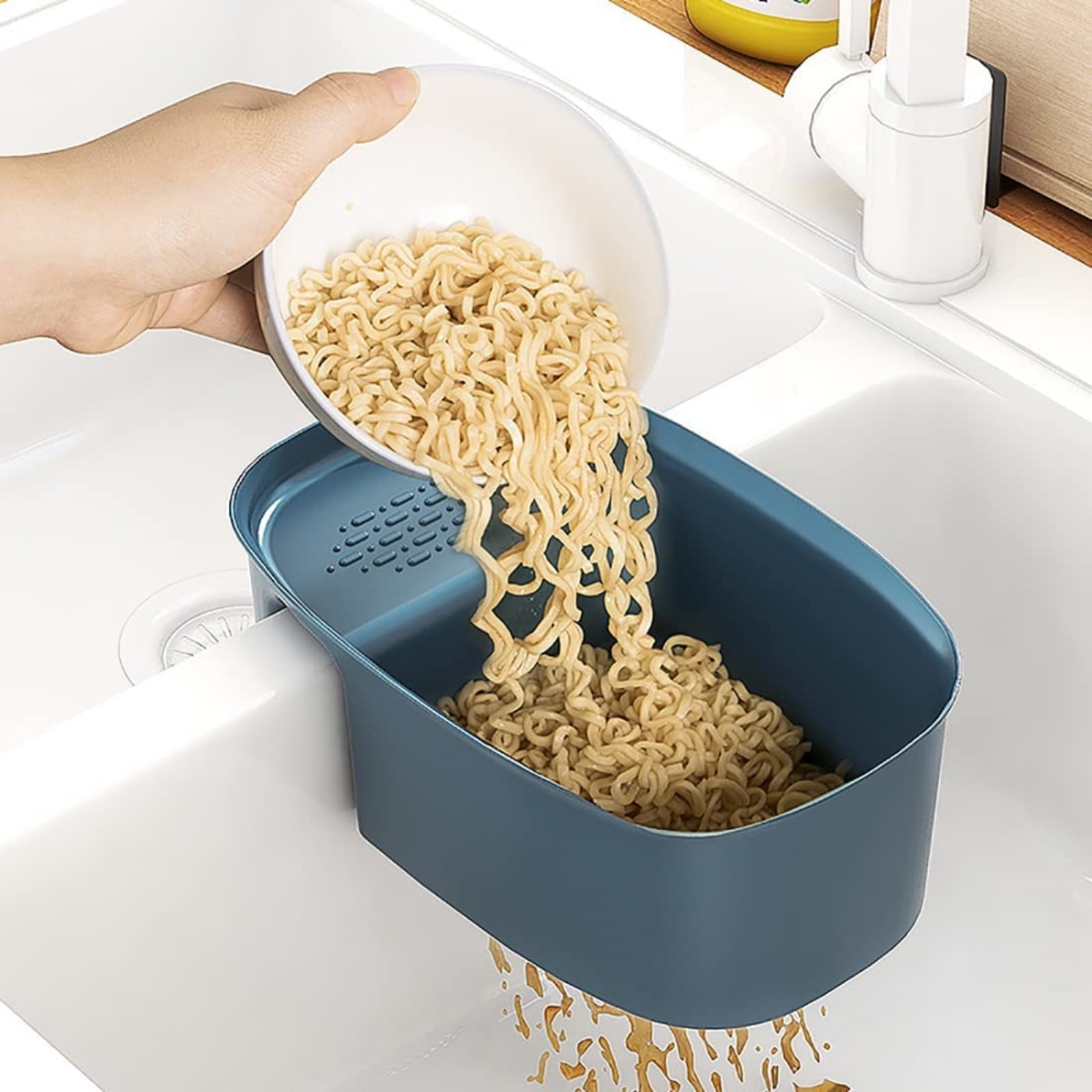 Double Sink Side Sponge Soap Organizer Holder Kitchen Silicone Drying Basket Box 
