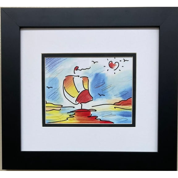 Peter Max "Zen Boat and Heart '88" New FRAMED Art POP Psychedelic Generic