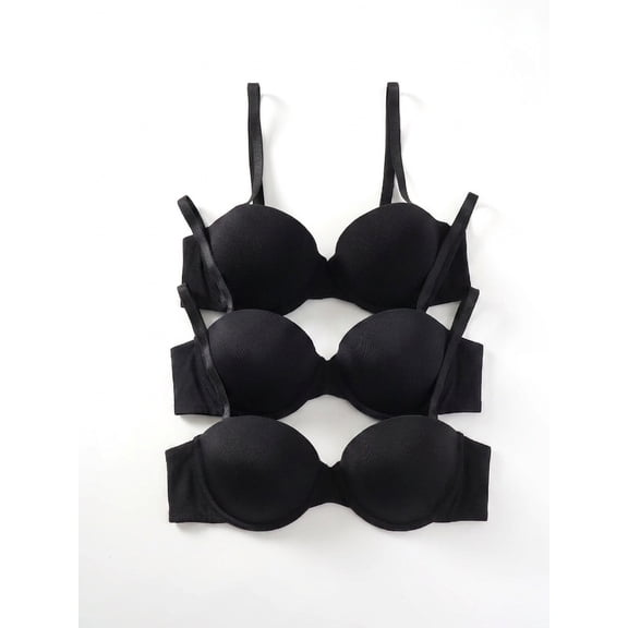 Jennifer Intimate 3 Pack Women’s Lightly Lined Strapless Bra with Underwire Support Shiny Nylon Fabric Convertible Straps Double Layered Wing Support Available (32B-40C)