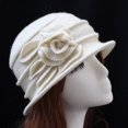 thumbnail image 4 of Fashion Women Wool Church Cloche Flapper Hat Lady Bucket Winter Flower Cap, 4 of 10