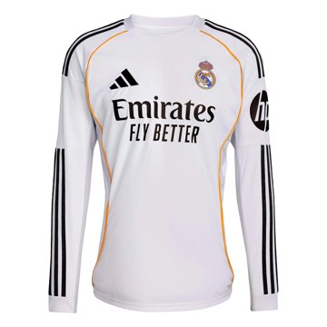 Adidas Real Madrid Stadium Home Men's Long Sleeve Soccer Jersey White
