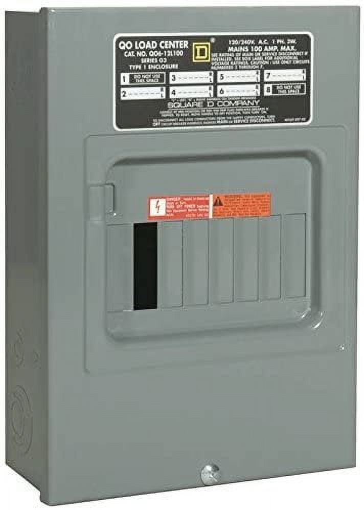 Square D Main Lug Load Center QO6-12L100S - 100 Amp 6 Space 12 Circuit Breaker Box